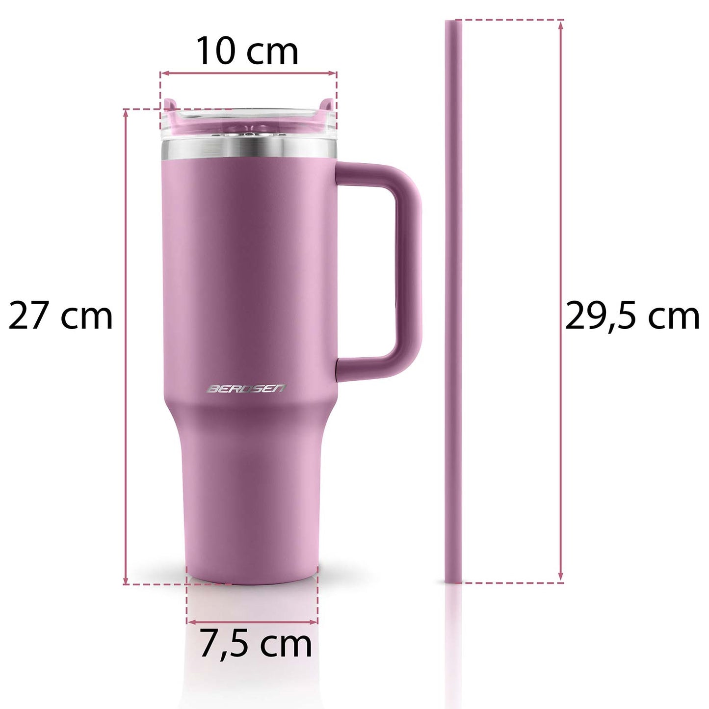 Vacuum Insulated Stainless Steel Tumbler with Straw, 1180 ml