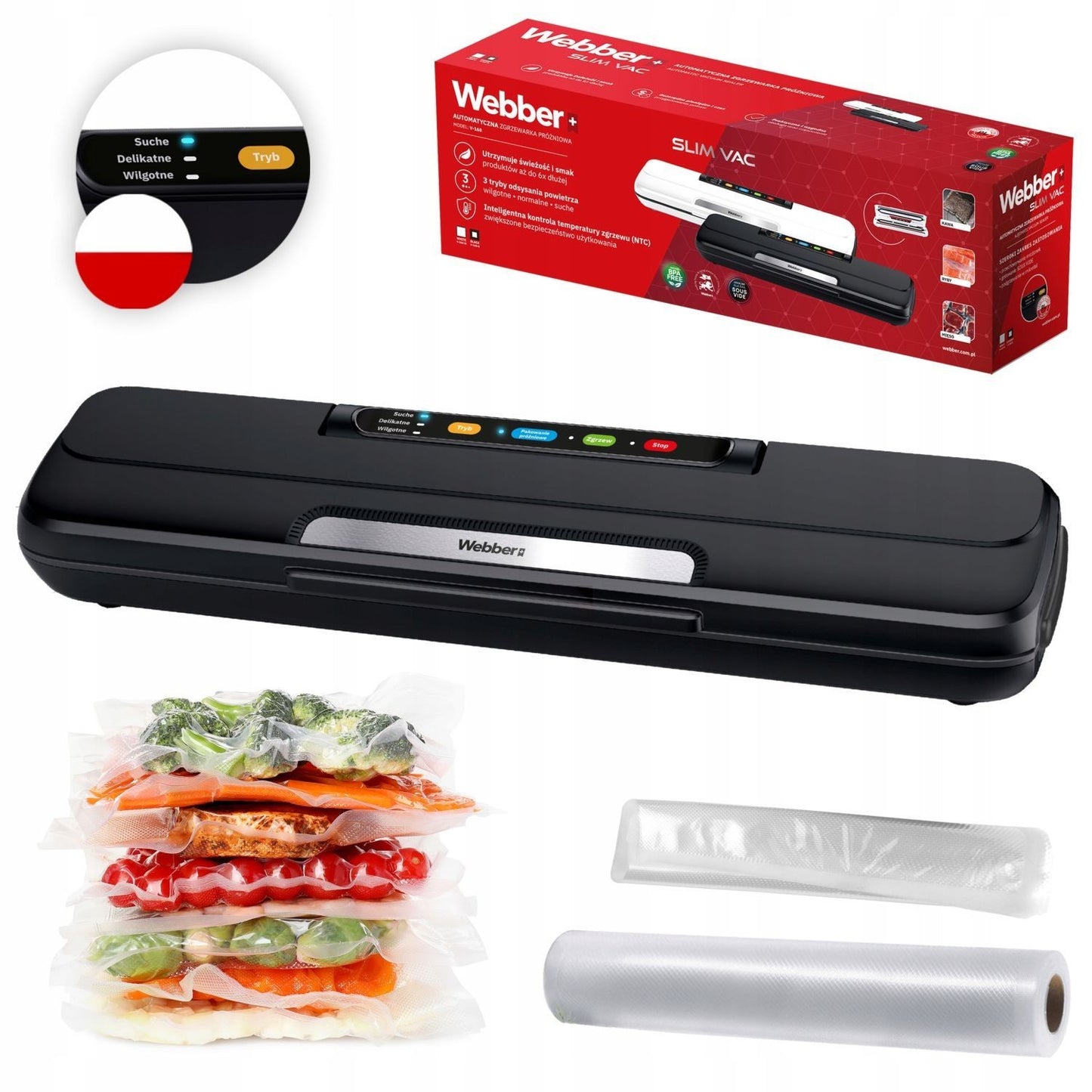 Vacuum Sealer 110W, Automatic, 3 Modes, Black