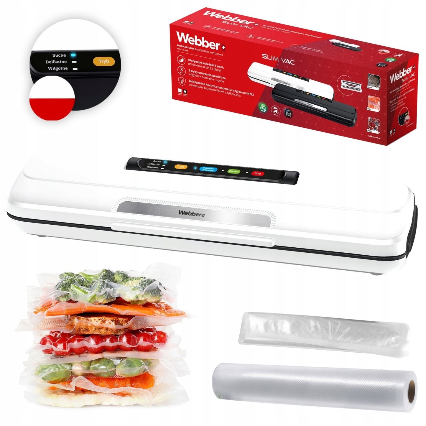 Vacuum Sealer 110W, Automatic, 3 Modes, White