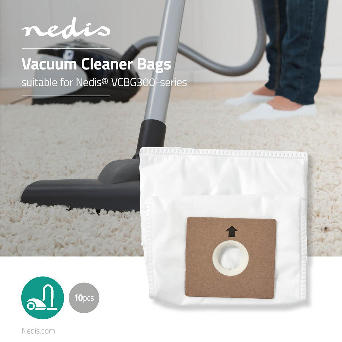 Vacuum bag | 10 pieces. | Synthetic | Best Selling For: Nedis® VCBG300-Series | White