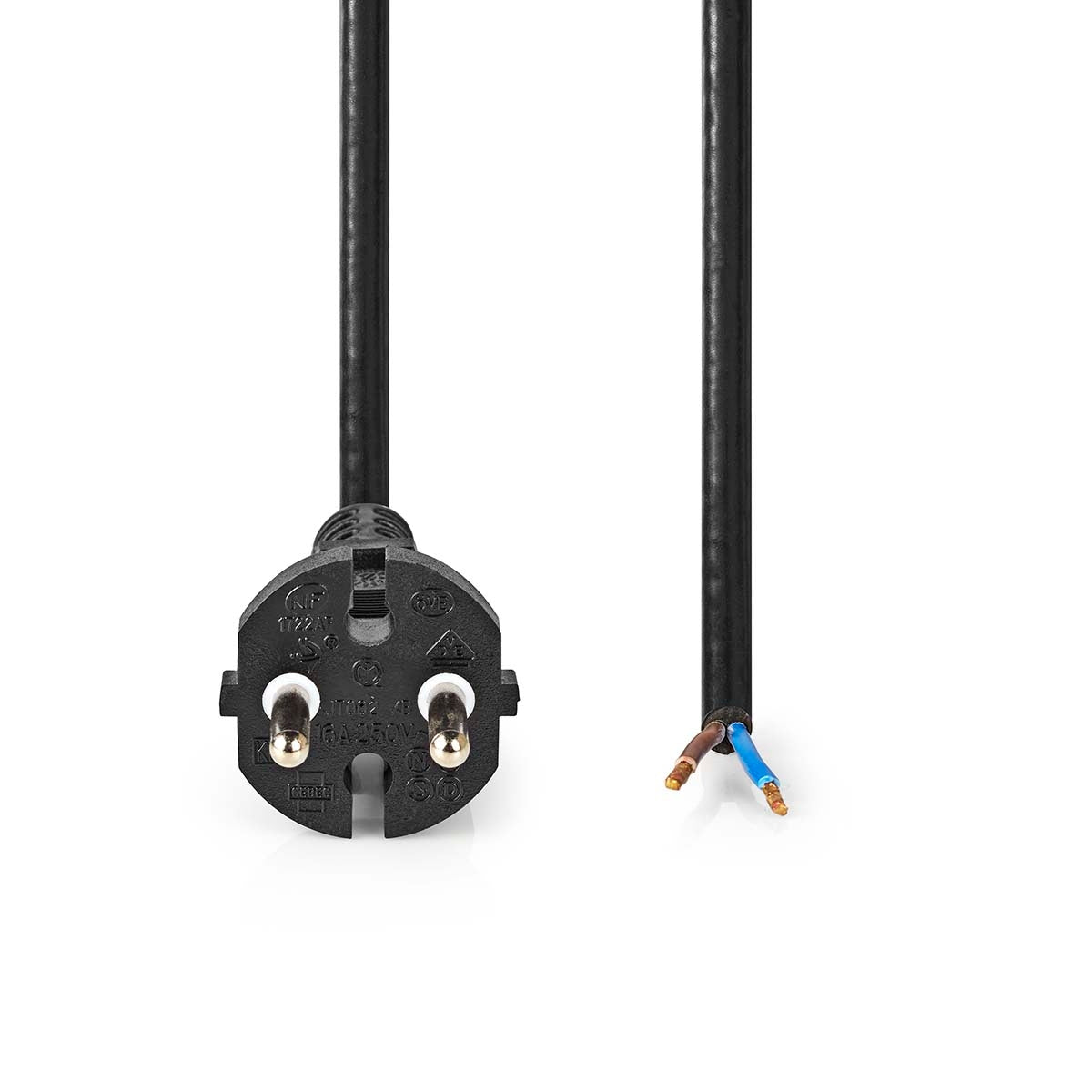 Vacuum cleaner power cord | 10.0 m | CEE 7/17 | 250 V AC | 16 A| Black | PVC