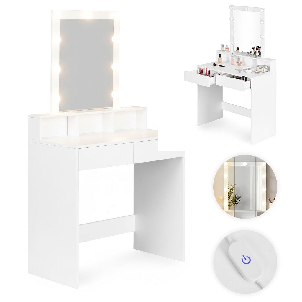 Vanity Dressing Table with Mirror, LED Lights, 3 Colors