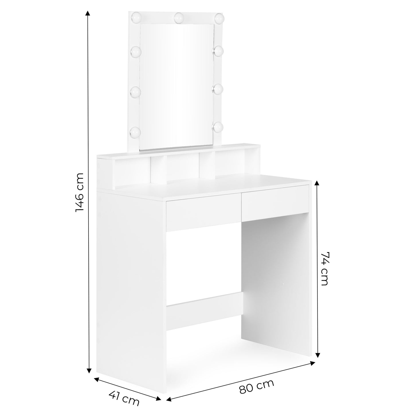Vanity Dressing Table with Mirror, LED Lights, 3 Colors