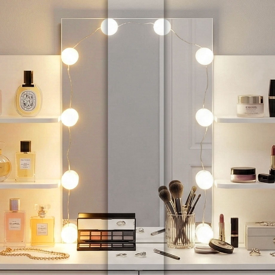 Vanity Table with LED Mirror, 3 Light Modes, Drawers