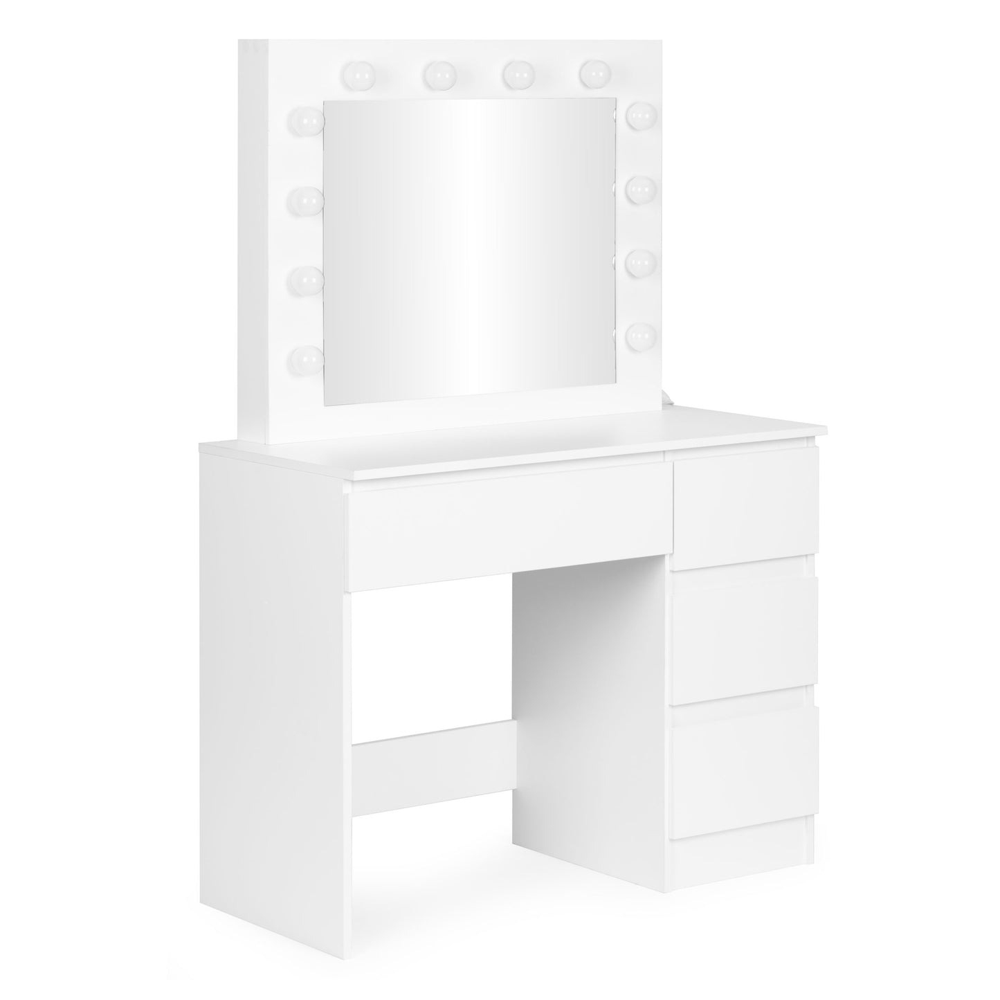 Vanity Table with LED Mirror, 4 Drawers + Stool