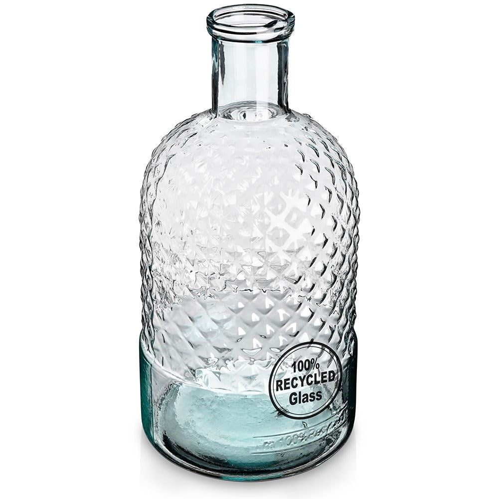 Vase in recycled blue glass, ideal for all flowers