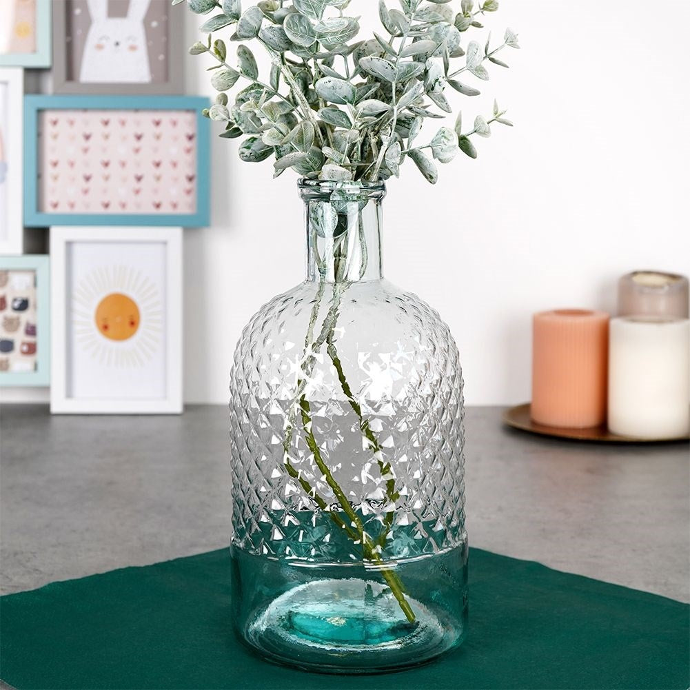 Vase in recycled blue glass, ideal for all flowers