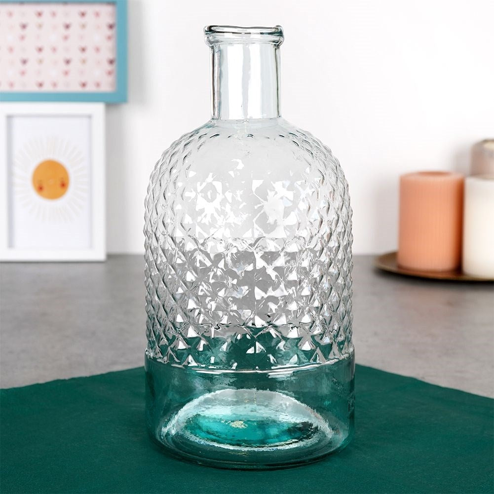 Vase in recycled blue glass, ideal for all flowers