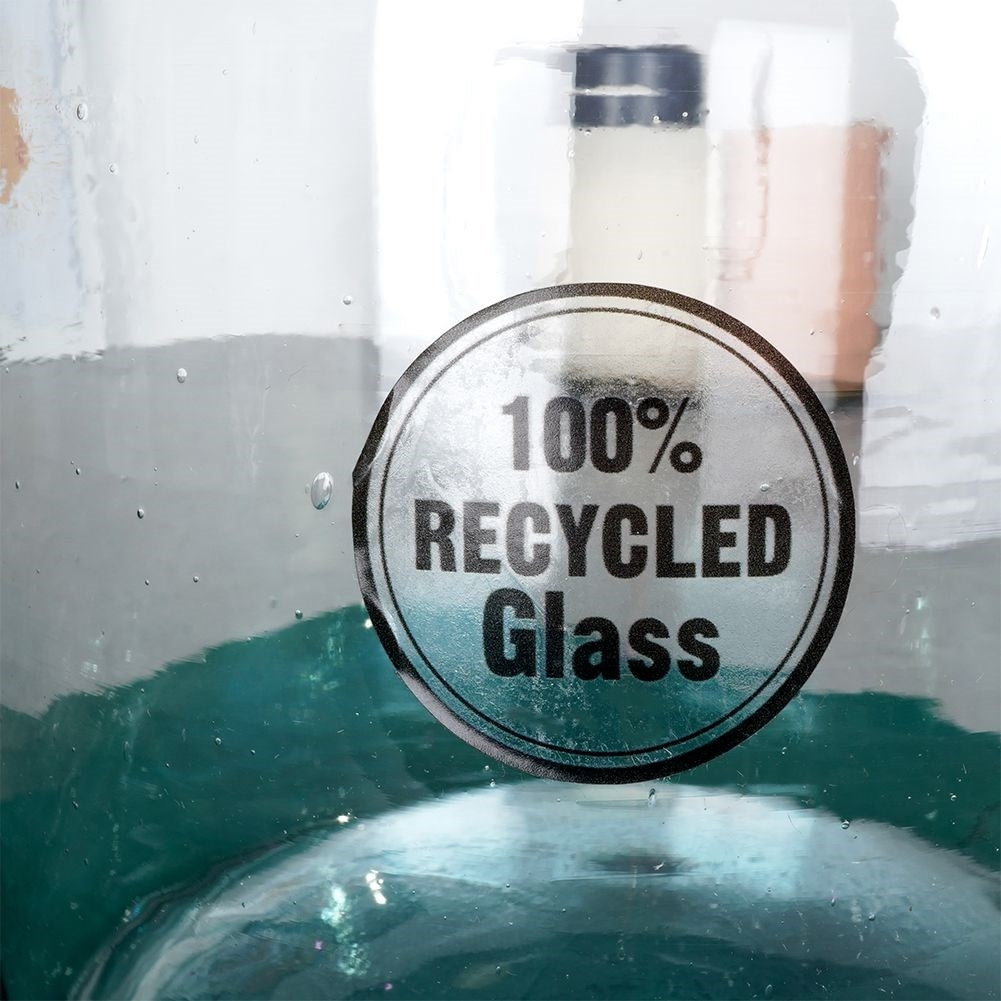 Vase in recycled glass with a beautiful blue shade