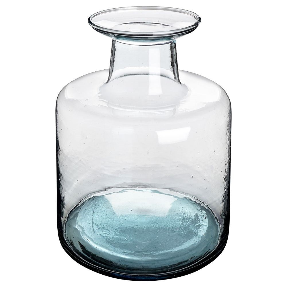 Vase in recycled glass with a beautiful blue shade