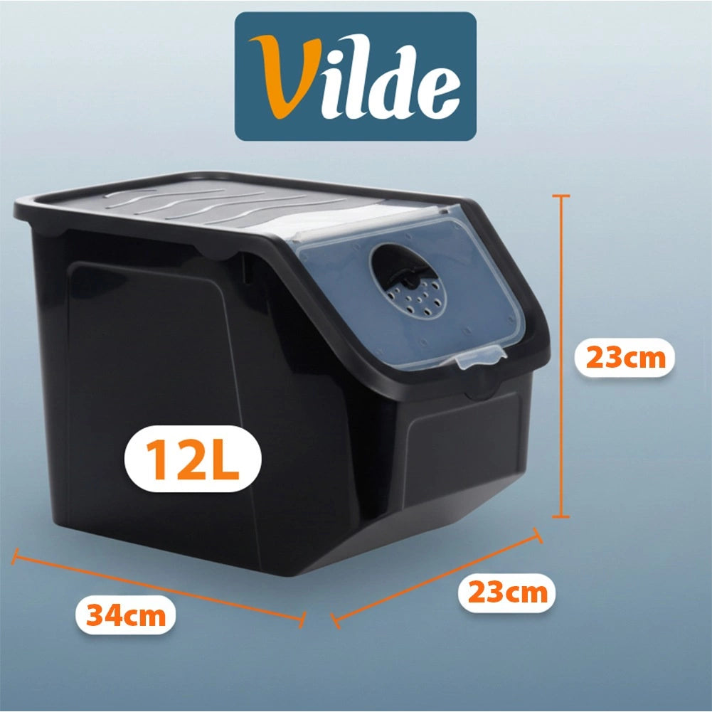 Vegetable Storage Container, 12L, Black, with Lid