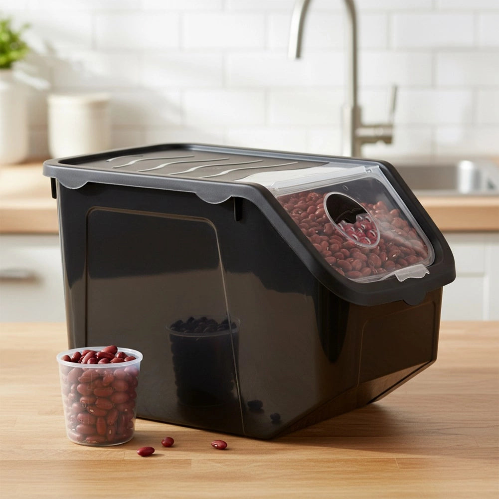 Vegetable Storage Container, Black, 12L, Ventilated Lid