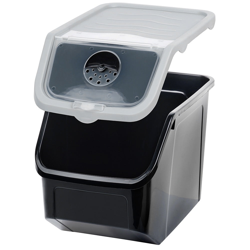 Vegetable and fruit container with lid black 12 l