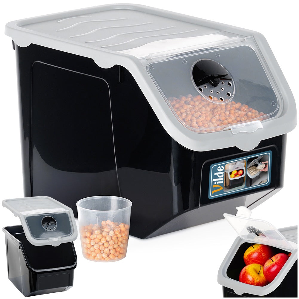 Vegetable and fruit container with lid black 12 l