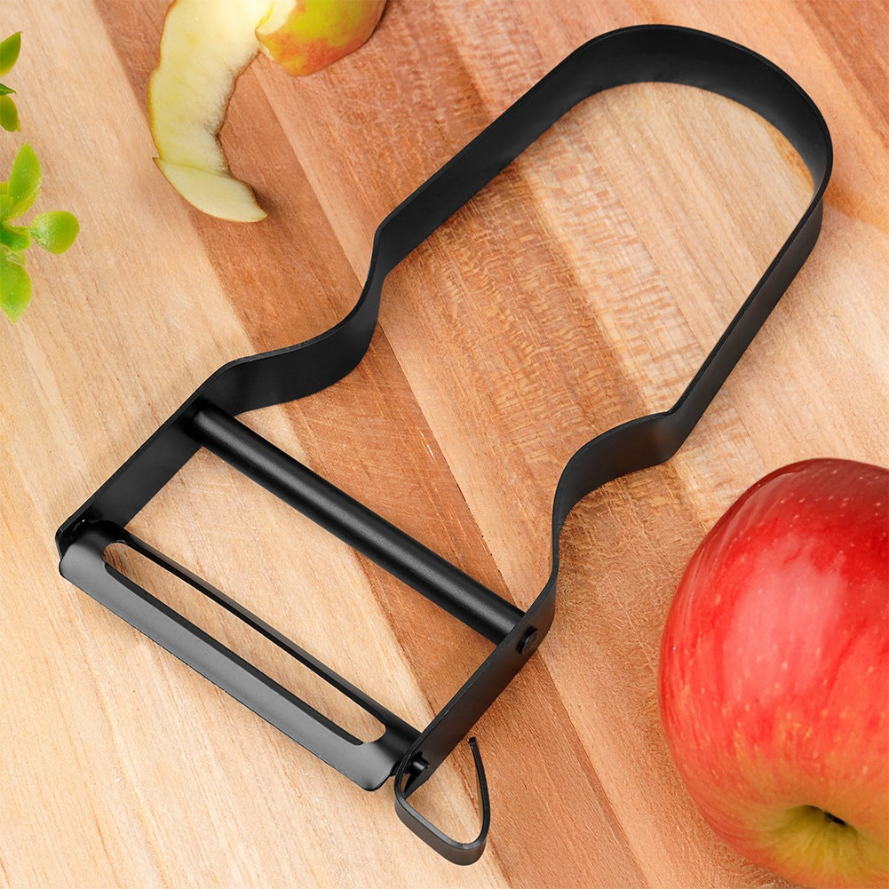 Vegetable and fruit peeler, steel, black, 11.5 cm