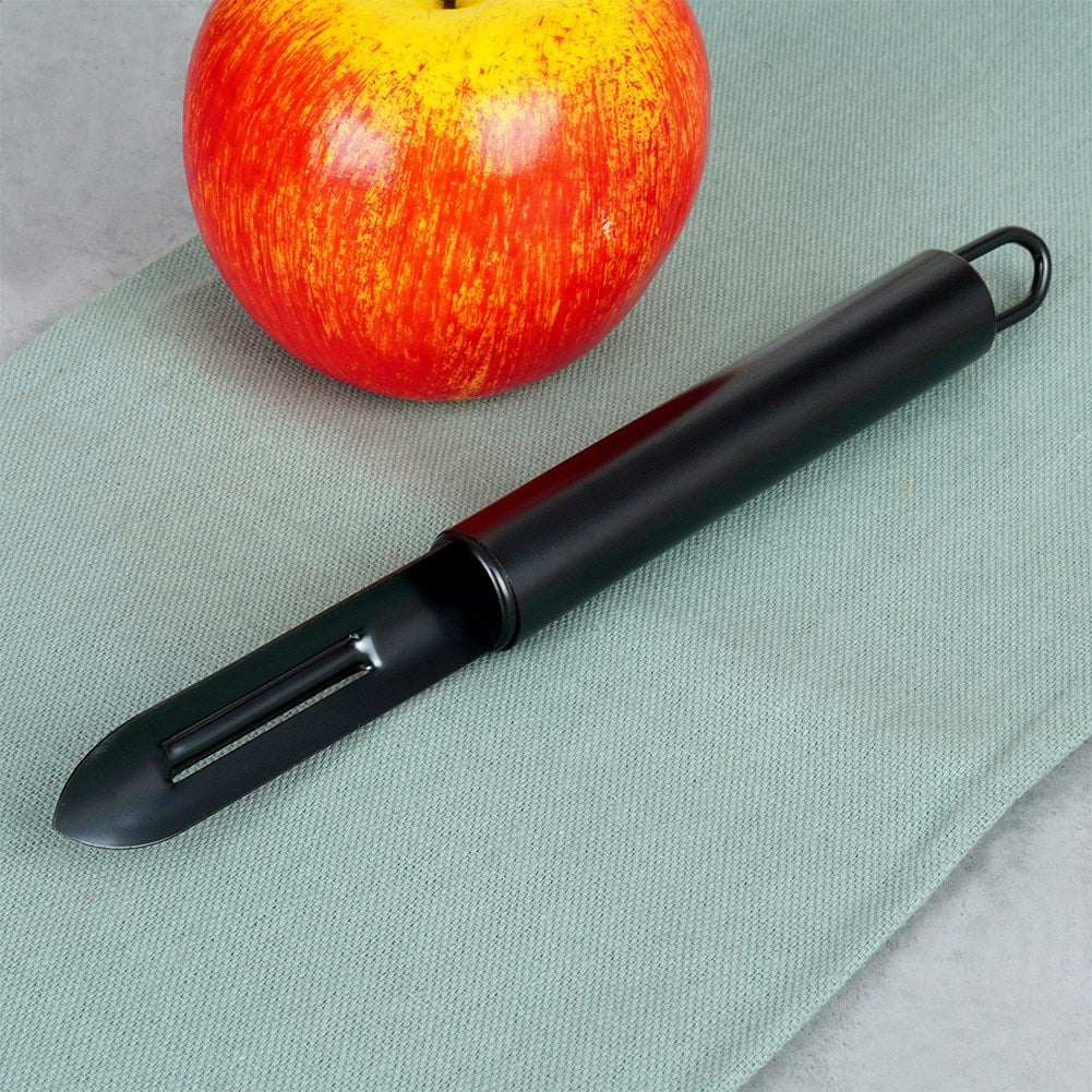 Vegetable and fruit peeler, steel, black, 19.5 cm