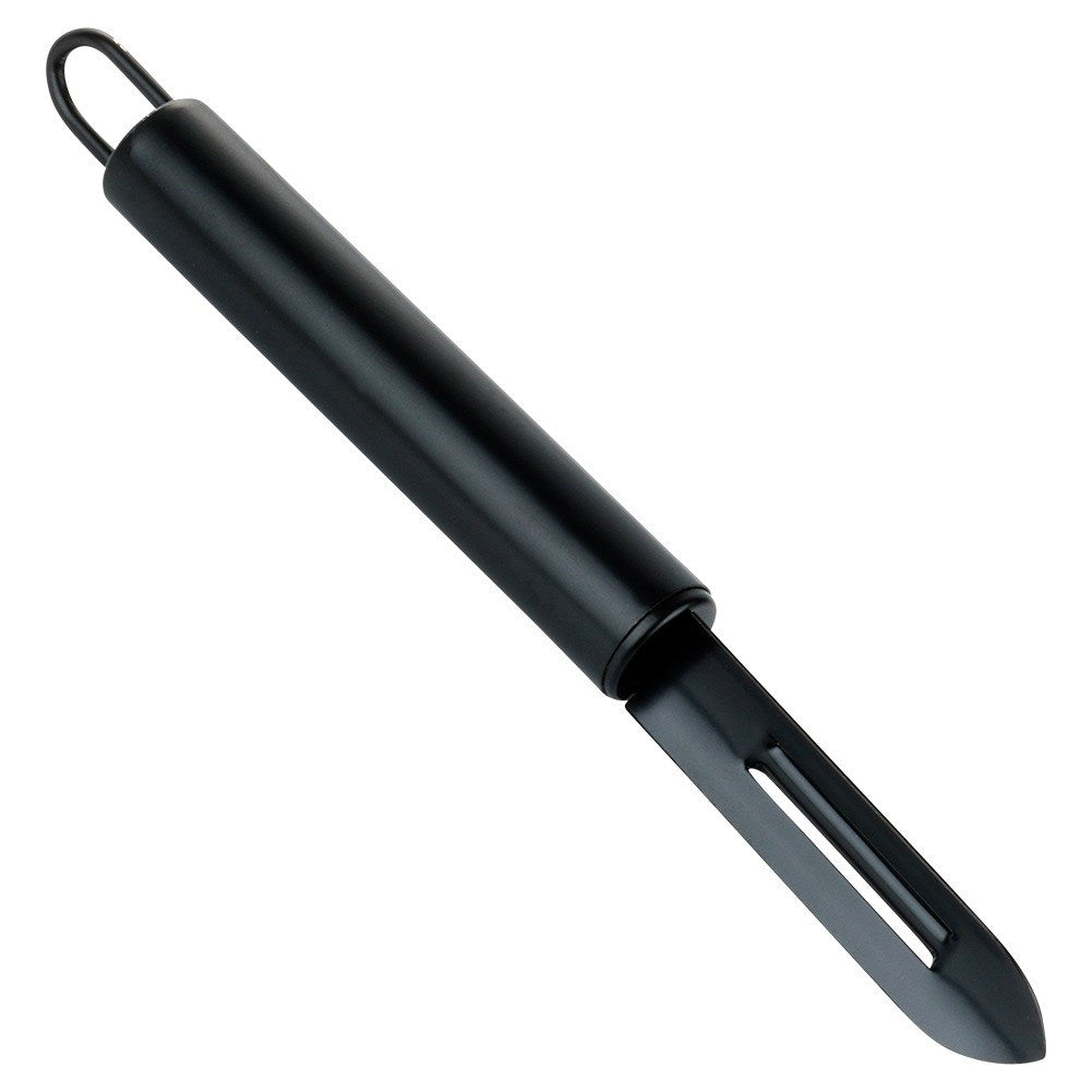Vegetable and fruit peeler, steel, black, 19.5 cm