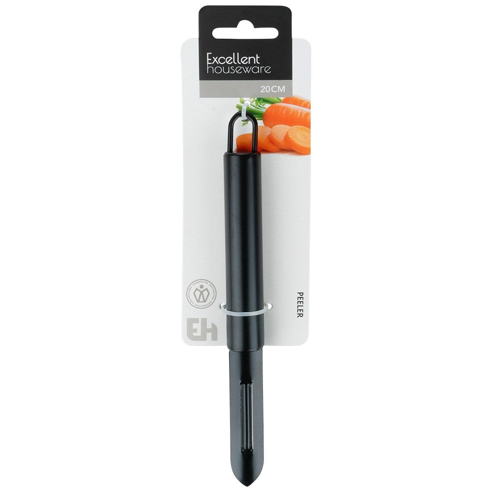 Vegetable and fruit peeler, steel, black, 19.5 cm