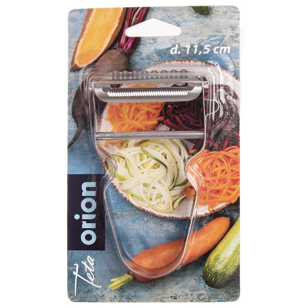 Vegetable peeler with double blades for patterns and slices