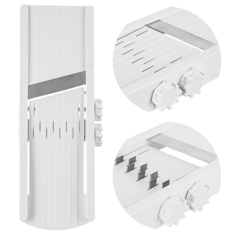 Vegetable slicer with adjustable thickness and stainless steel blades