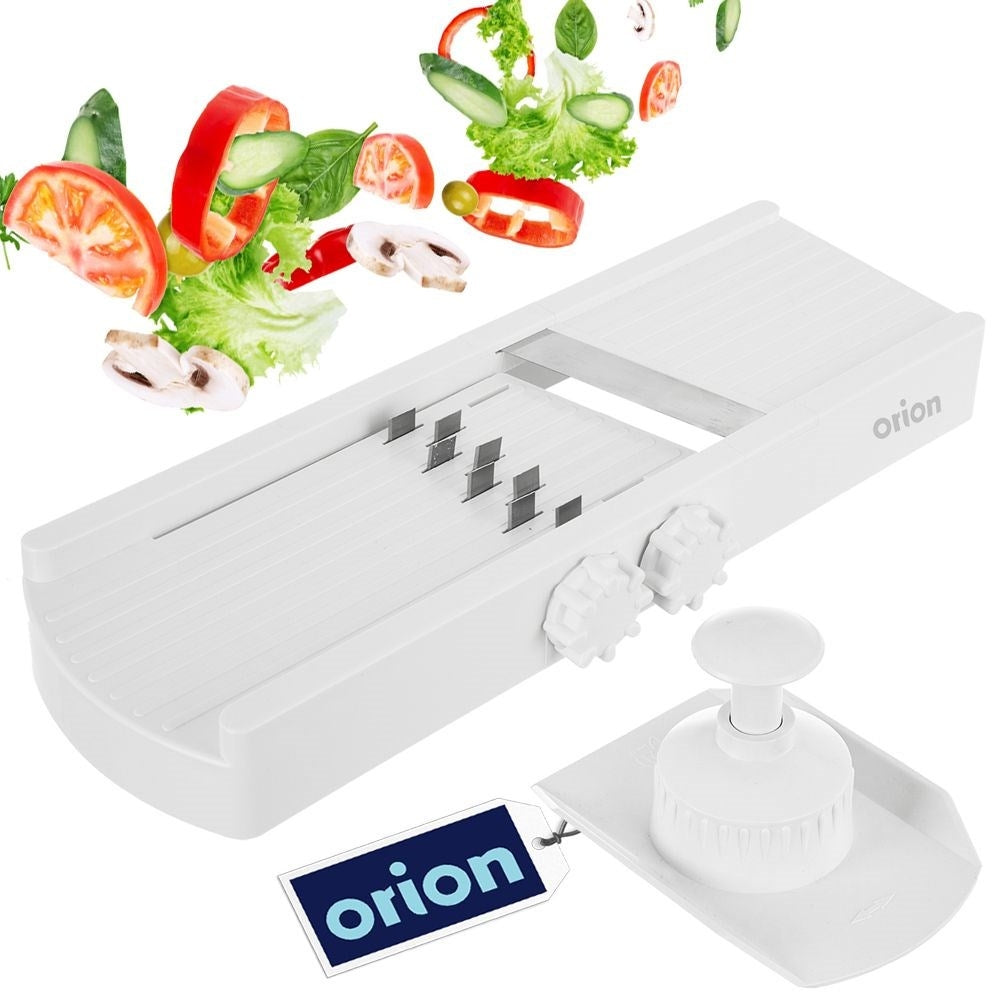 Vegetable slicer with adjustable thickness and stainless steel blades