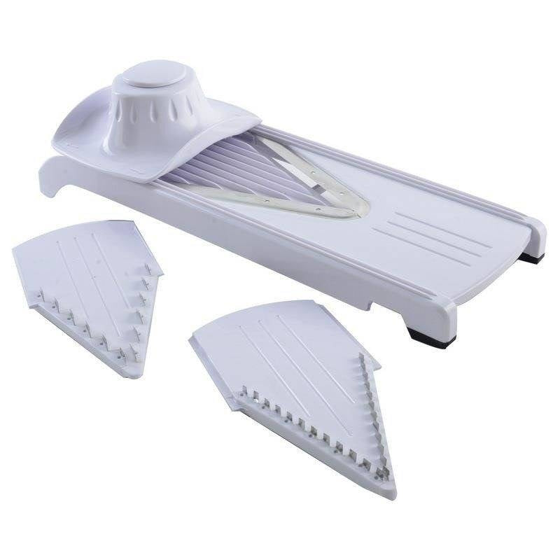 Vegetable slicer with replaceable inserts and steel blade