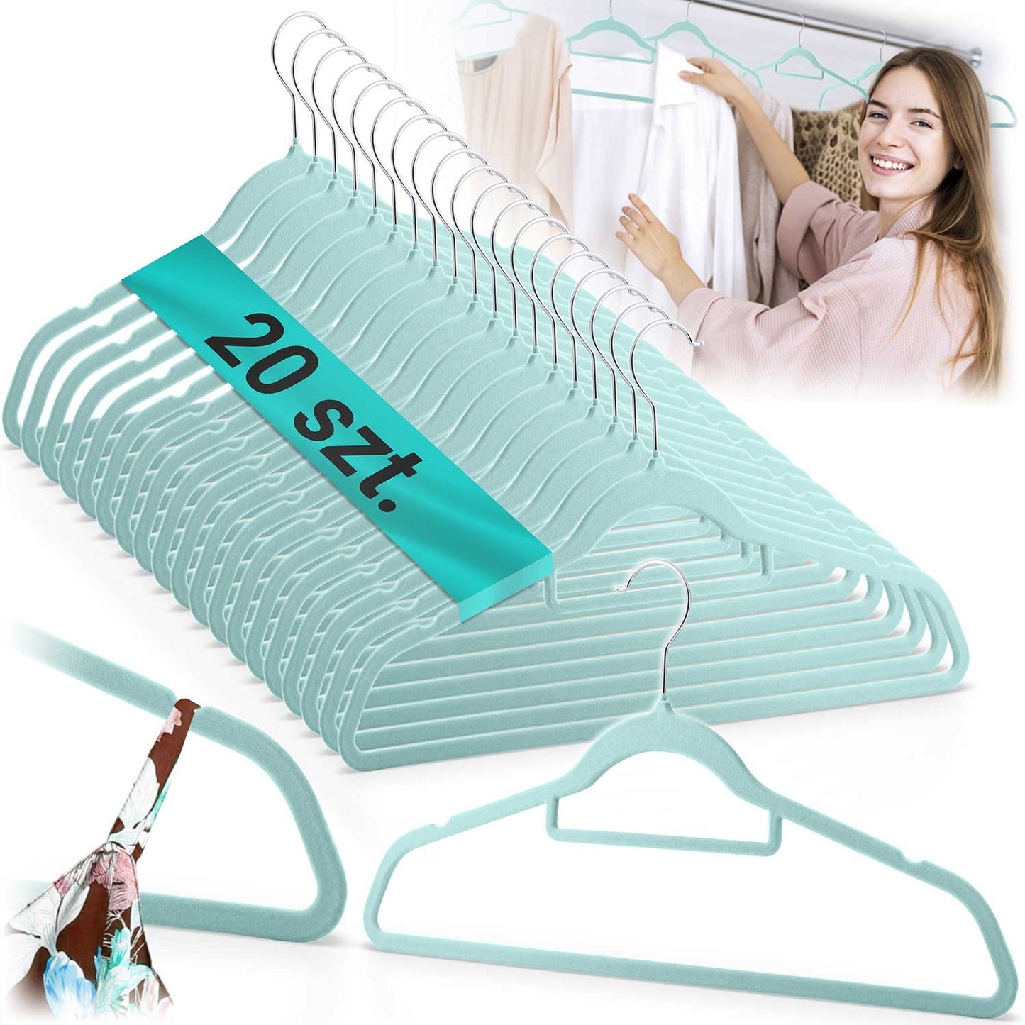 Velor clothes hangers 20 pcs MS-859 Massido