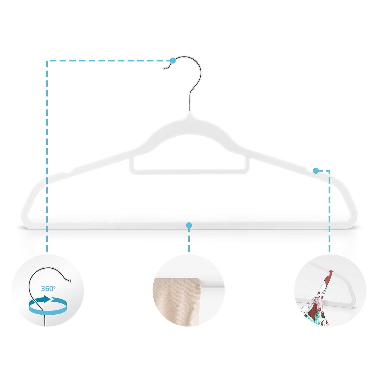Velor clothes hangers 20 pcs MS-859 Massido
