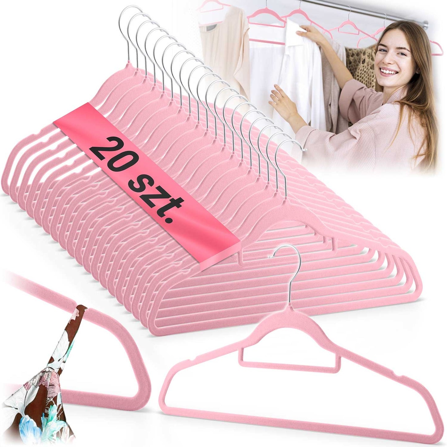 Velor clothes hangers 20 pcs MS-859 Massido