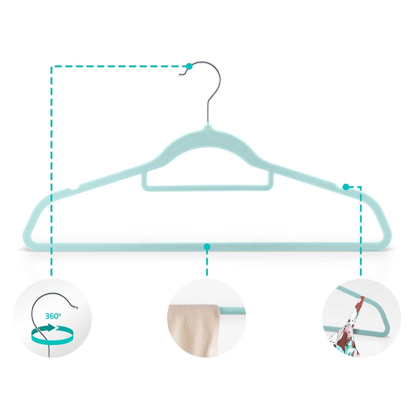 Velor clothes hangers 20 pcs MS-859 Massido