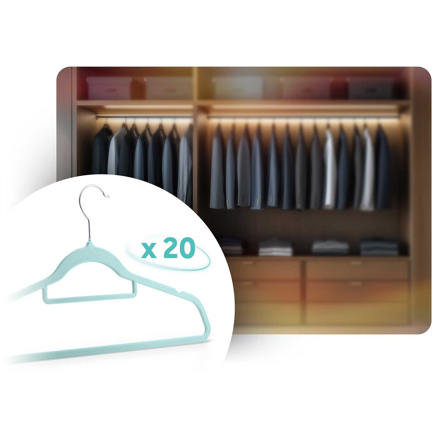 Velor clothes hangers 20 pcs MS-859 Massido
