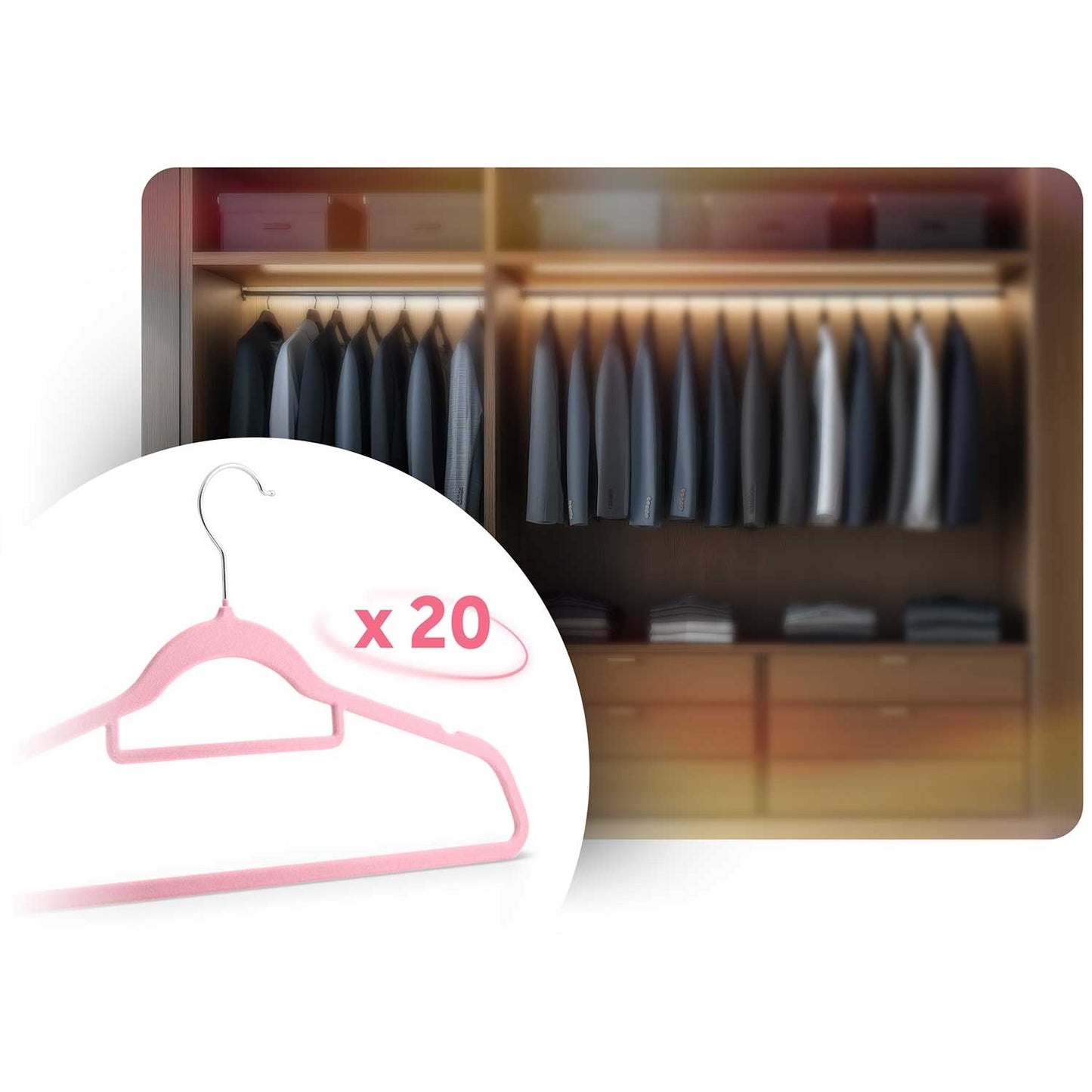 Velor clothes hangers 20 pcs MS-859 Massido