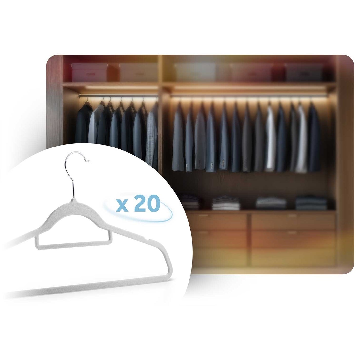 Velor clothes hangers 20 pcs MS-859 Massido