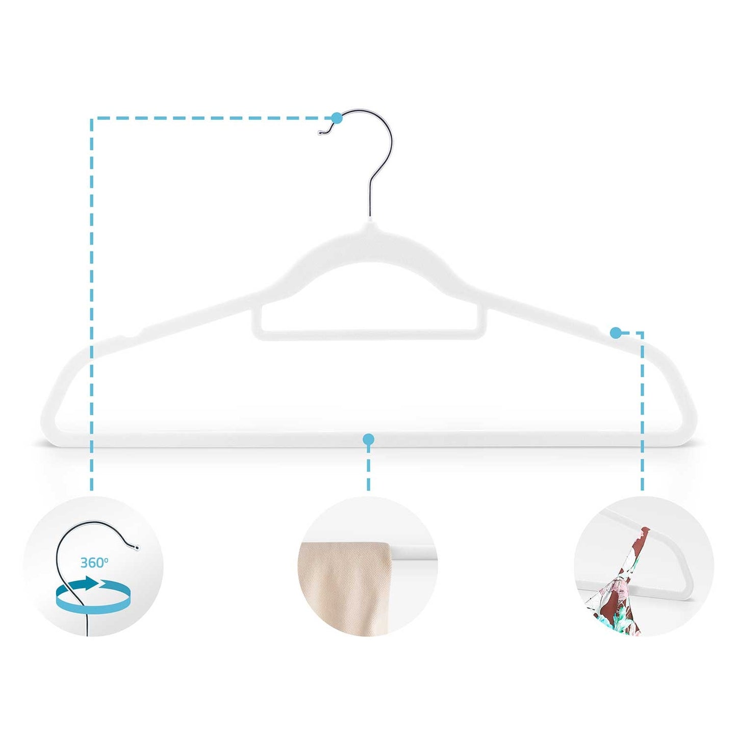 Velor clothes hangers 20 pcs MS-859 Massido