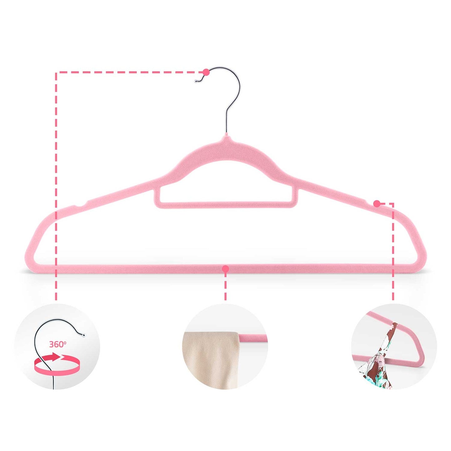 Velor clothes hangers 20 pcs MS-859 Massido