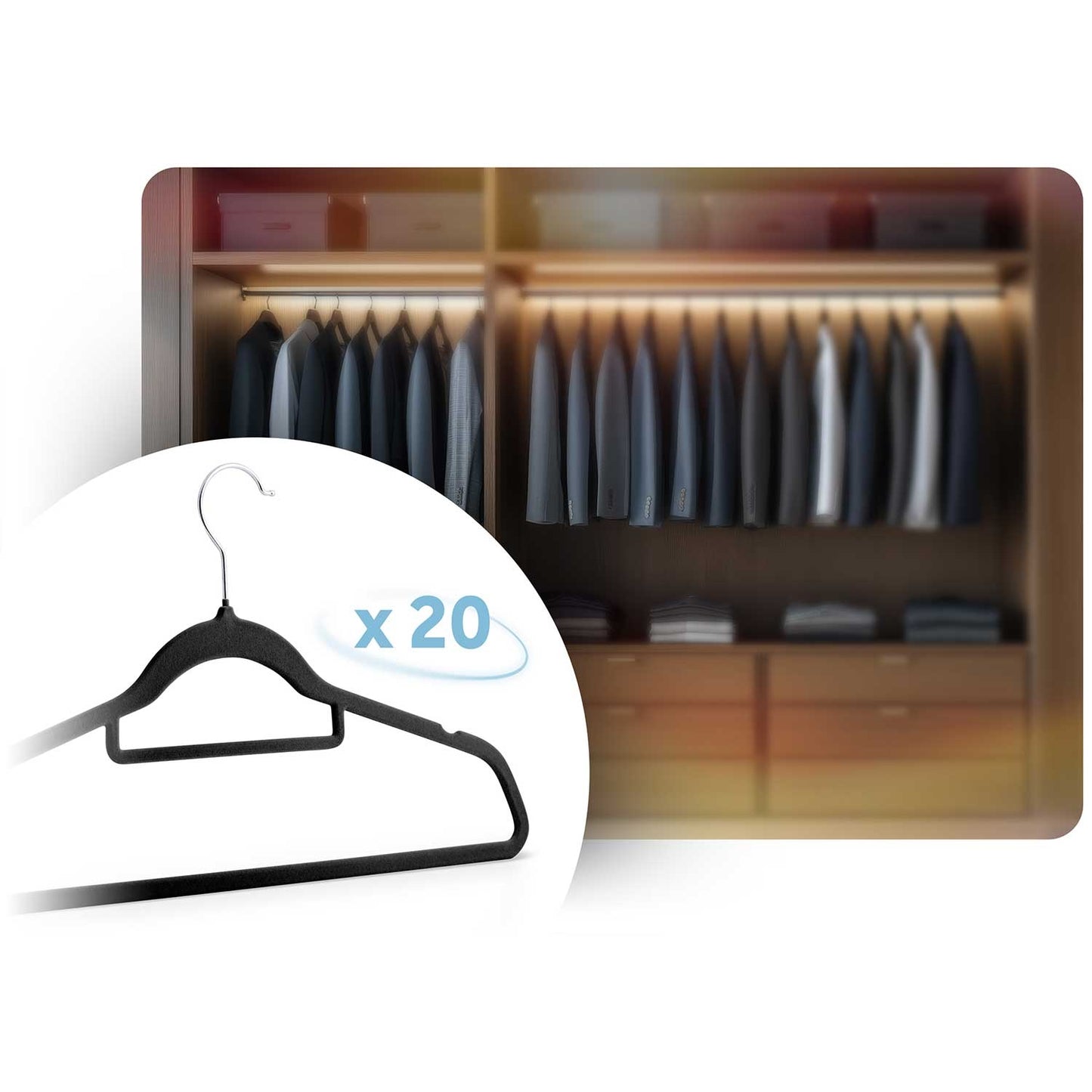 Velor clothes hangers 20 pcs MS-859 Massido