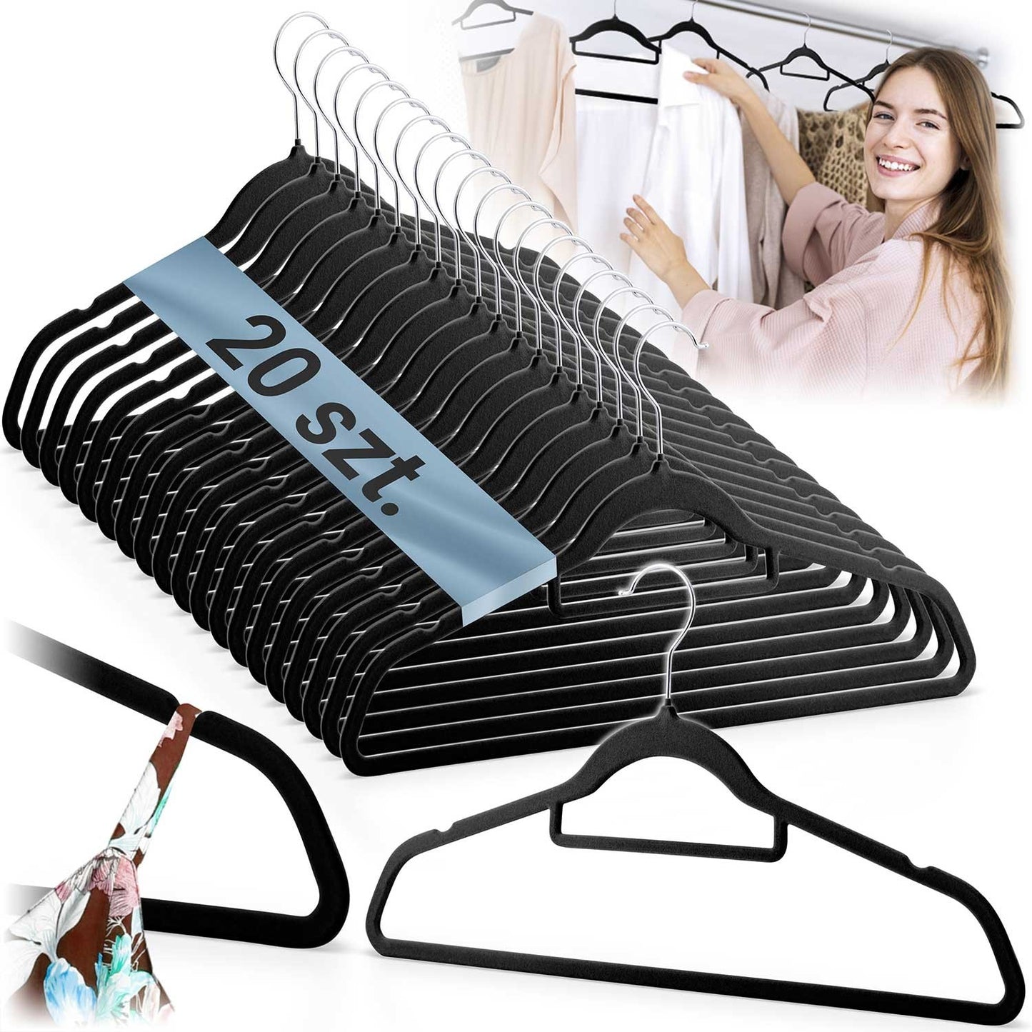 Velor clothes hangers 20 pcs MS-859 Massido
