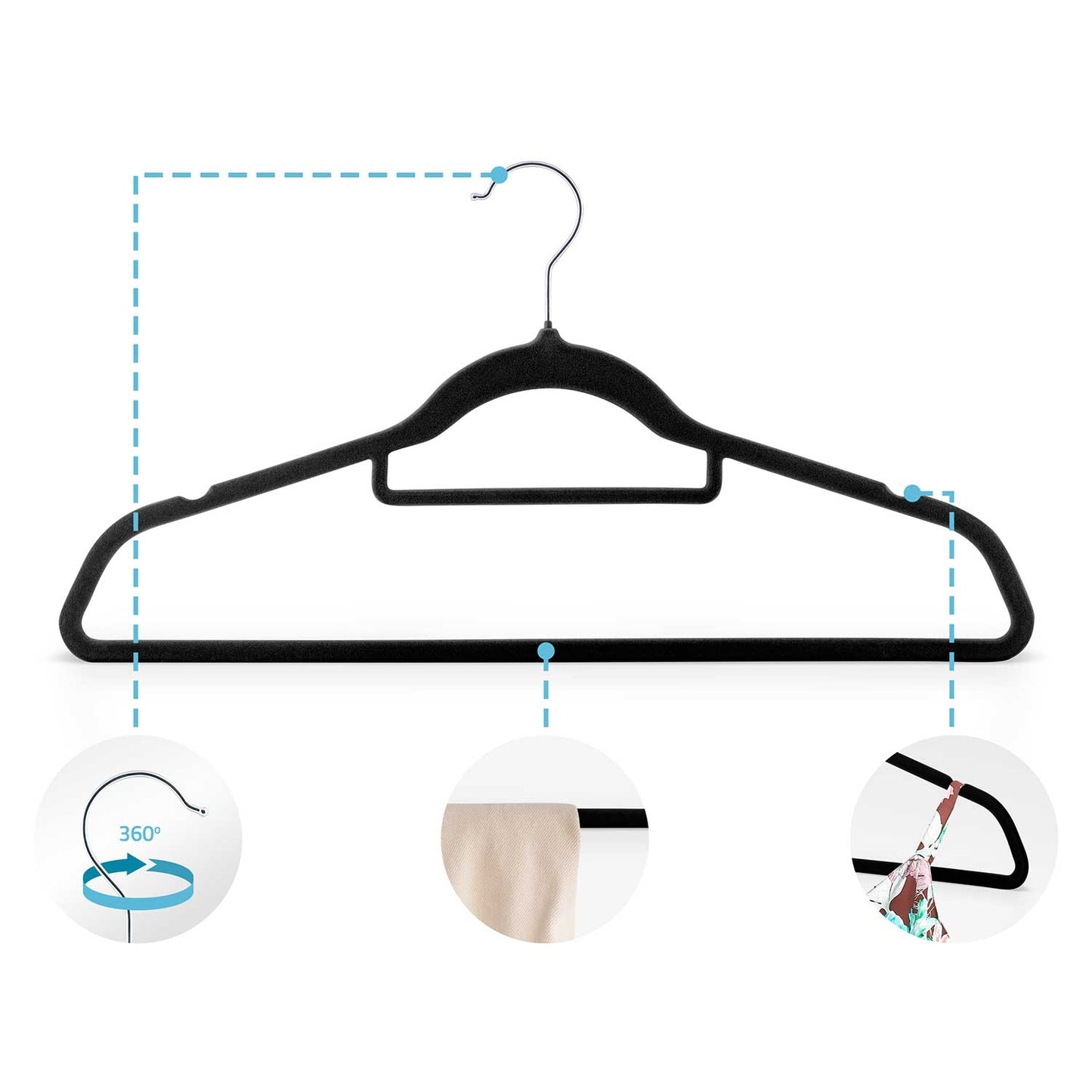 Velor clothes hangers 20 pcs MS-859 Massido