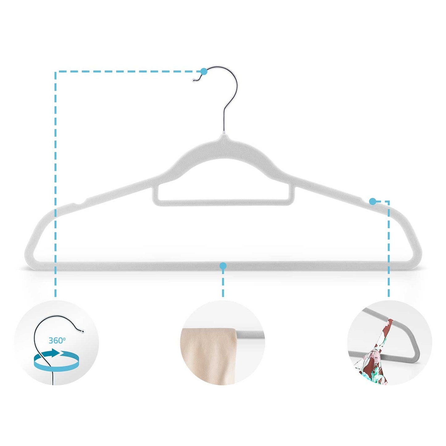 Velor clothes hangers 20 pcs MS-859 Massido