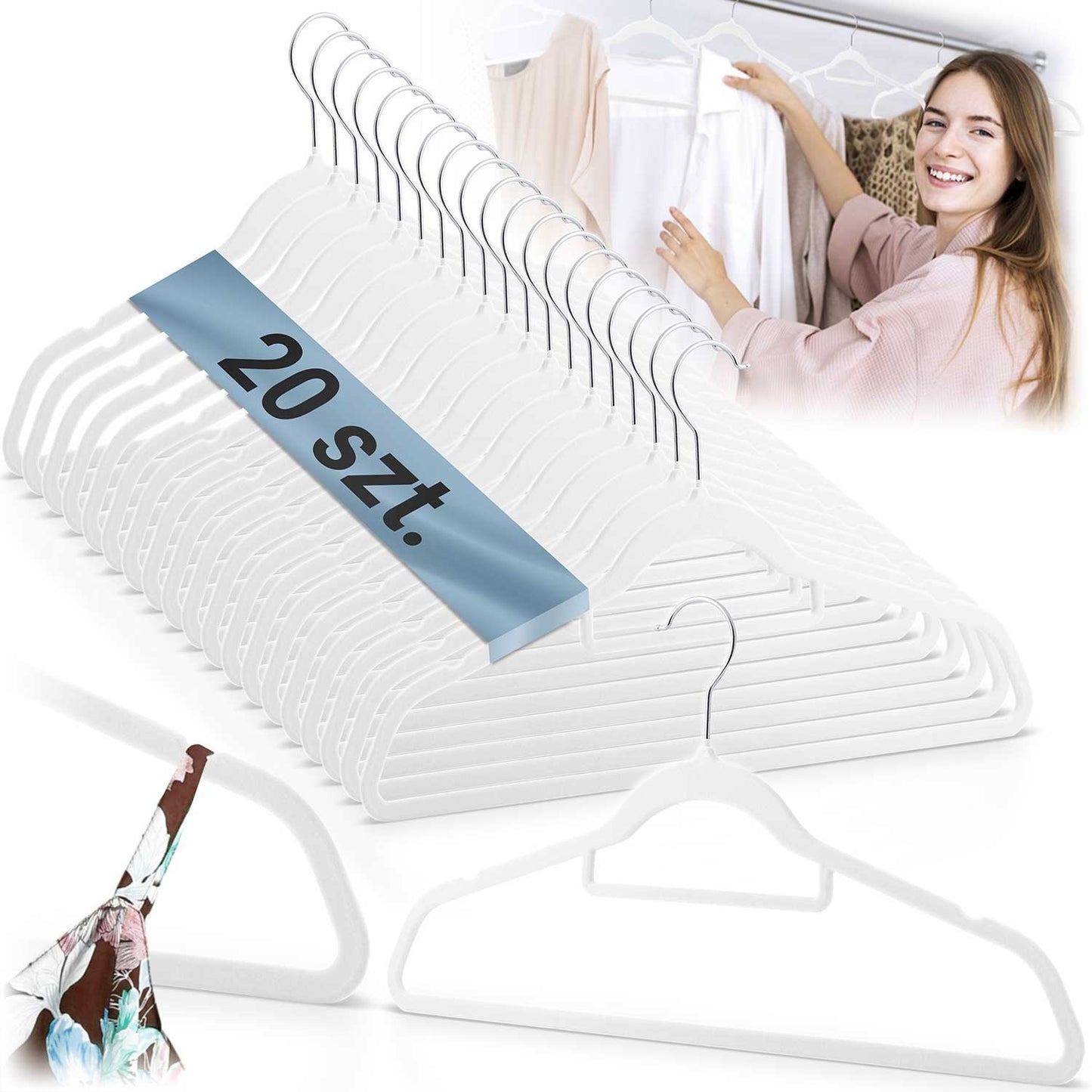 Velor clothes hangers 20 pcs MS-859 Massido
