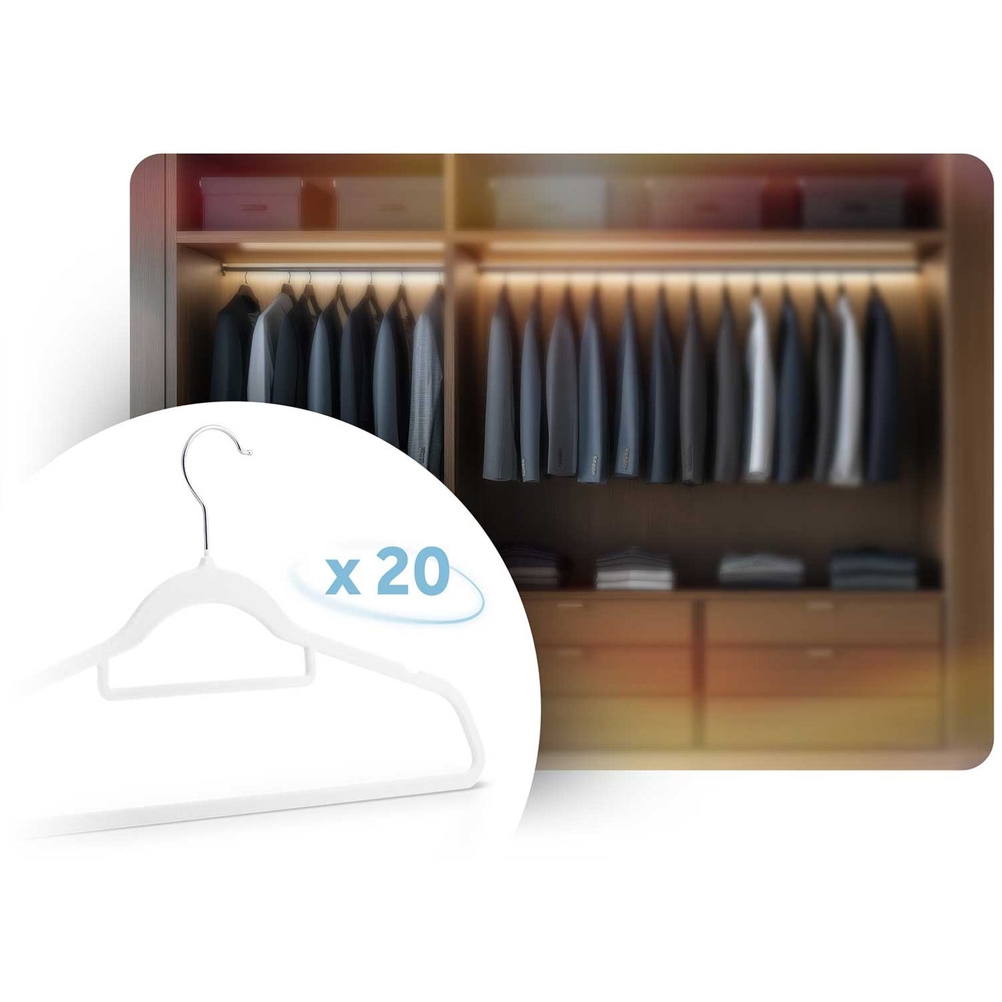 Velor clothes hangers 20 pcs MS-859 Massido