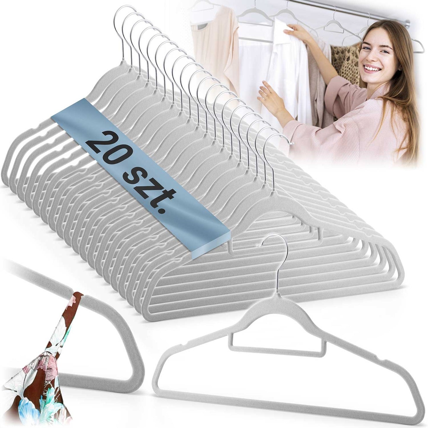 Velor clothes hangers 20 pcs MS-859 Massido