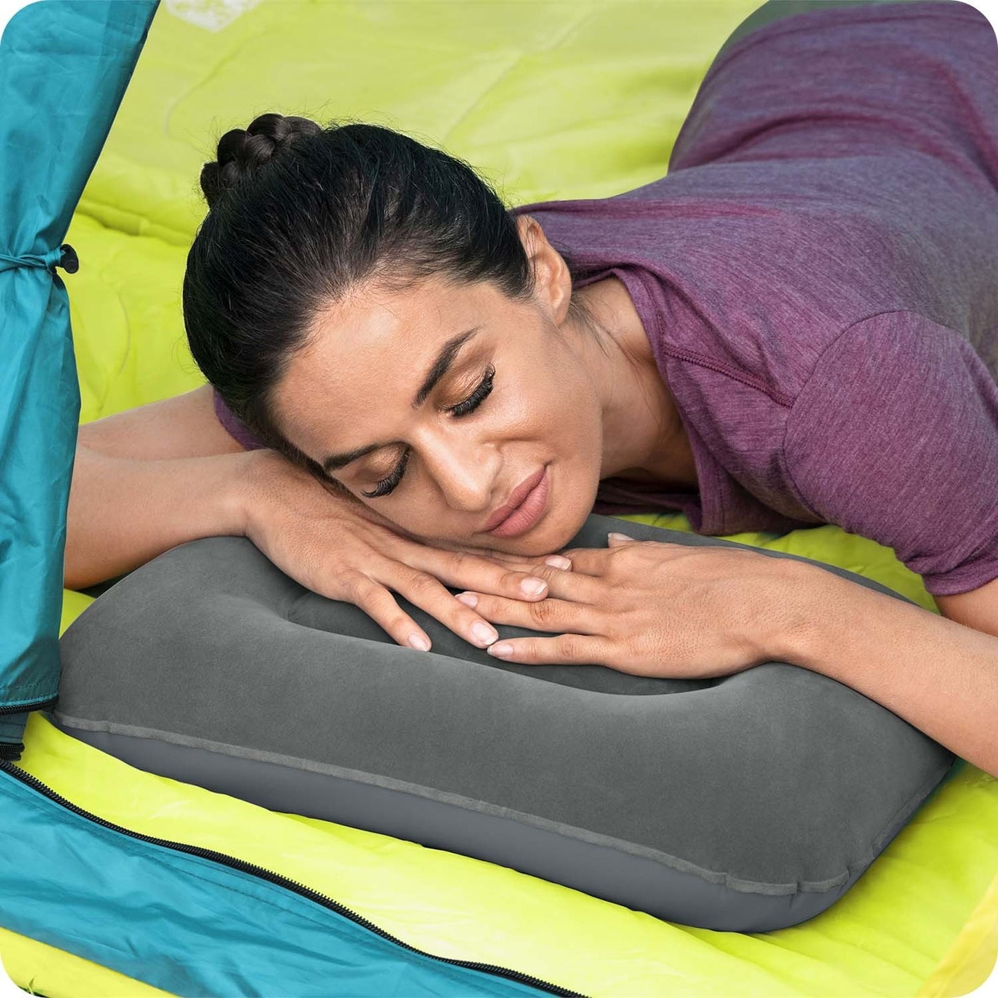 Velor inflatable pillow 42 x 26 cm Bestway 67121 navy blue