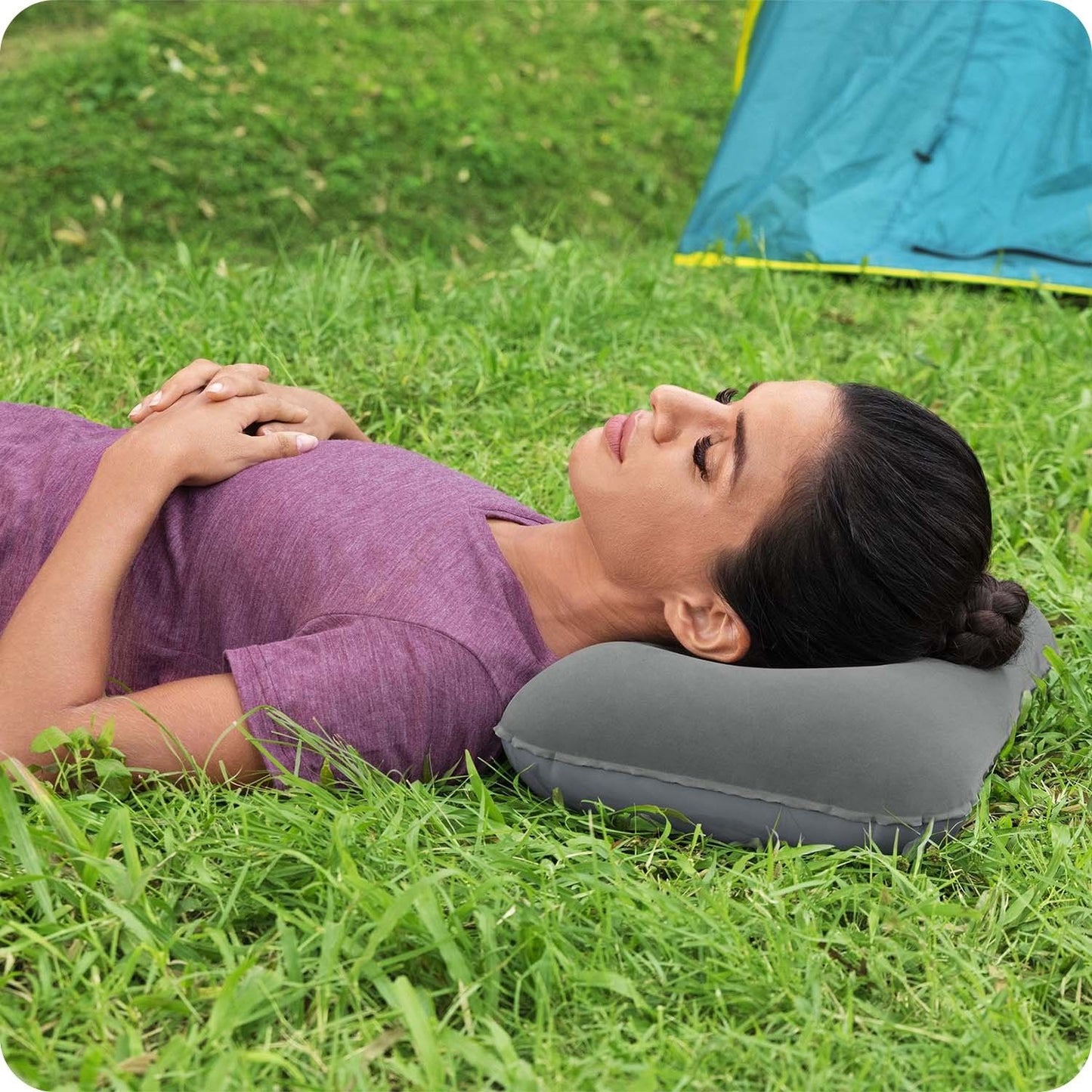 Velor inflatable pillow 42 x 26 cm Bestway 67121 navy blue