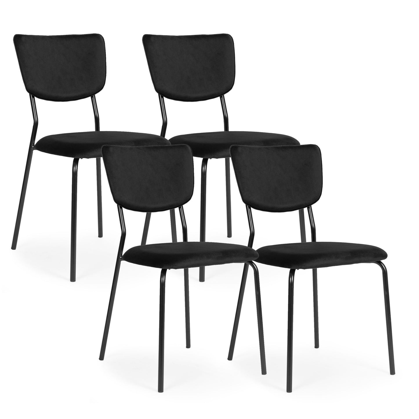 Velvet Dining Chairs Set of 4, Black – Ergonomic, Durable