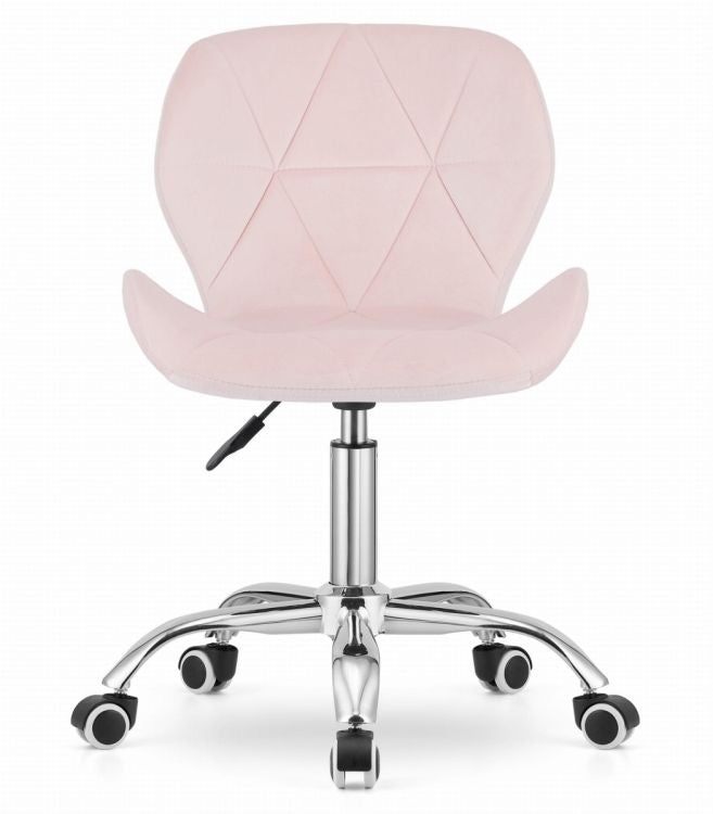 Velvet Pink Swivel Office Chair, Wide Backrest