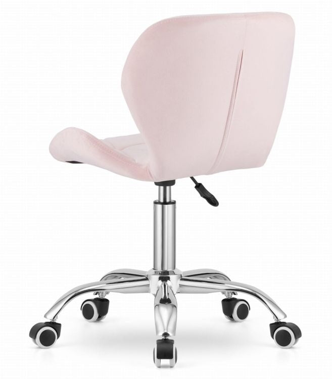 Velvet Pink Swivel Office Chair, Wide Backrest