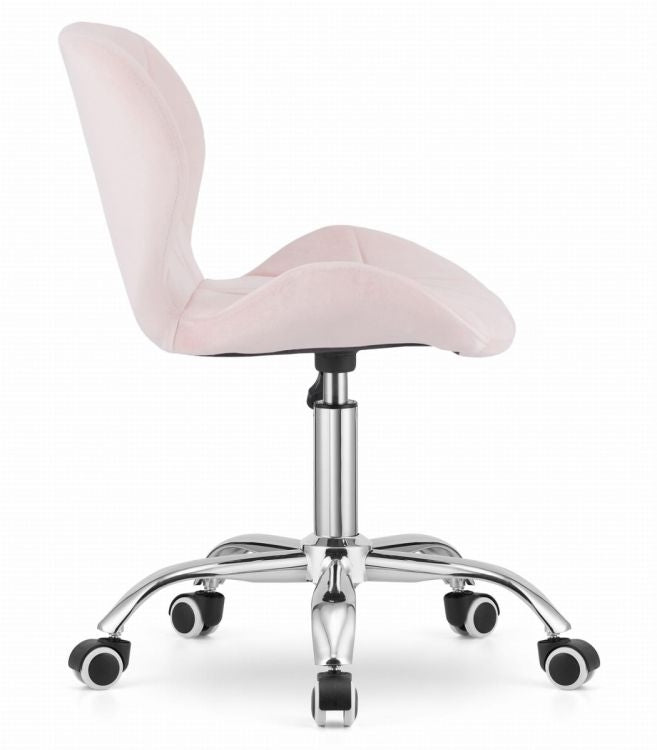 Velvet Pink Swivel Office Chair, Wide Backrest