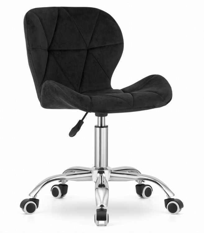 Velvet Swivel Office Chair, Wide Backrest, Black