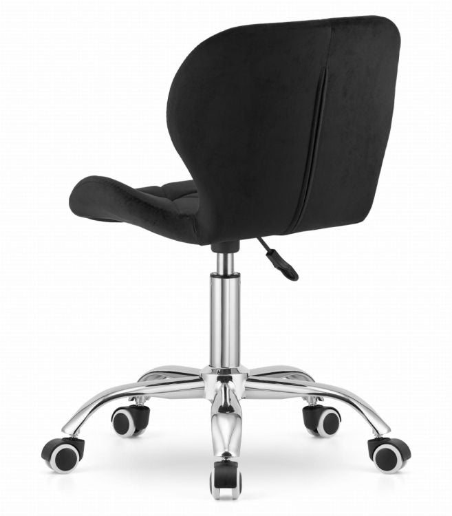 Velvet Swivel Office Chair, Wide Backrest, Black